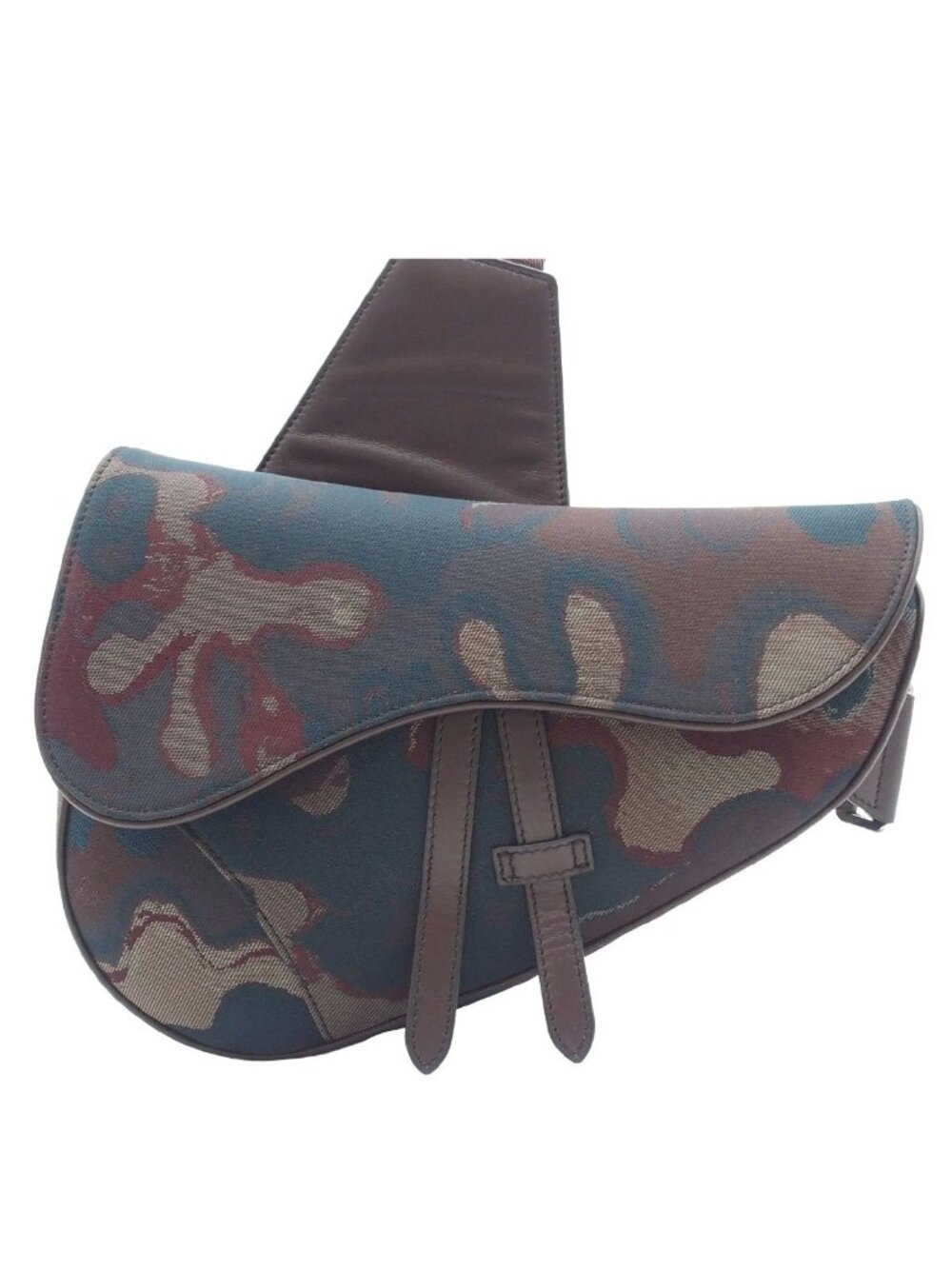 Dior Saddle Bag Brown Camouflage Leather Jacquard Peter Doig Collaboration